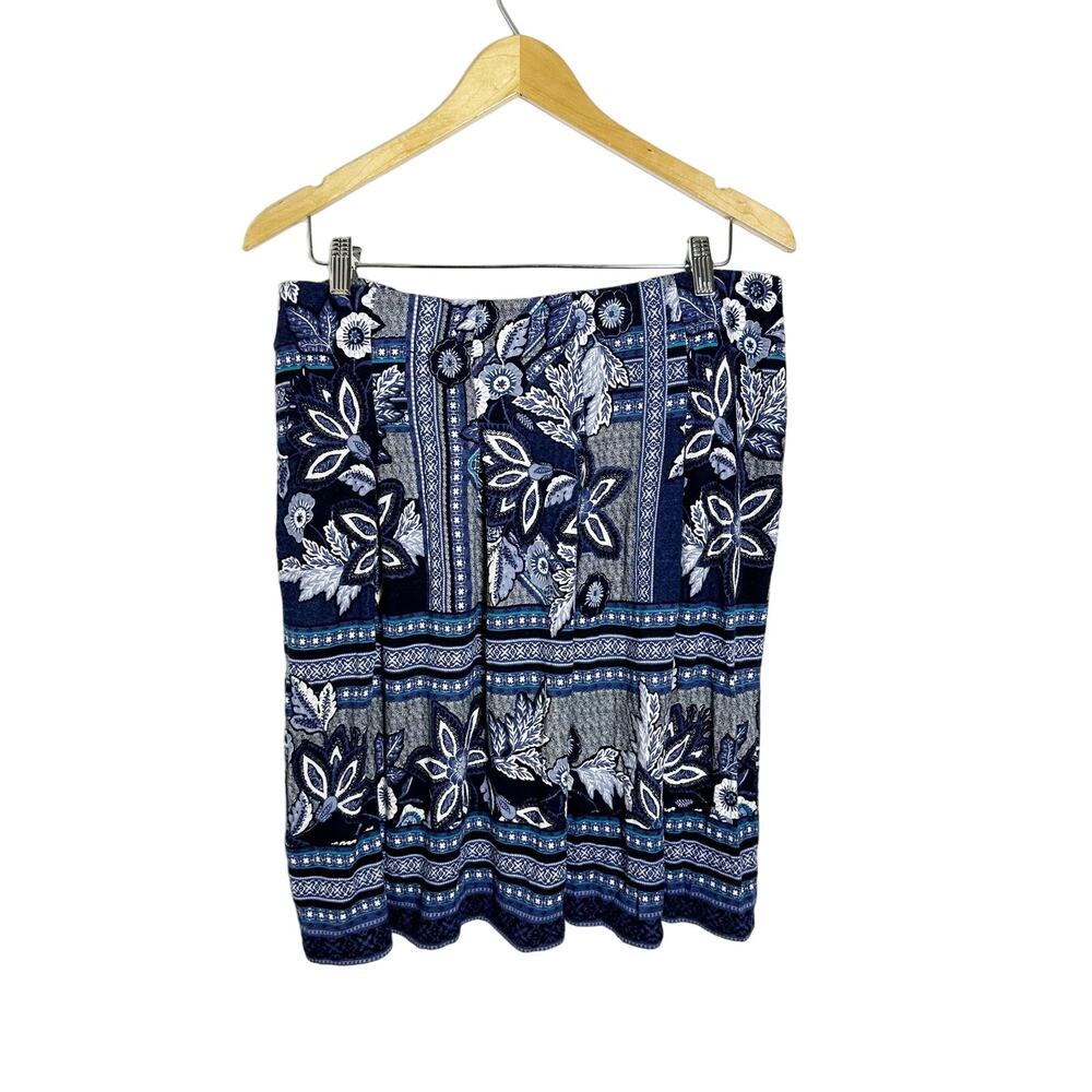 J. Jill Women's Blue Floral Mixed Print Skirt Midi sz M - Picture 5 of 8